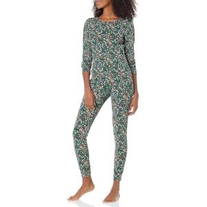 imageAmazon Essentials Womens SnugFit Cotton Sleepwear Pajama Set Available in Plus SizeBlack  Folkloric