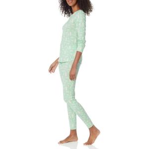 imageAmazon Essentials Womens SnugFit Cotton Sleepwear Pajama Set Available in Plus SizeMint Green  Forest Animals