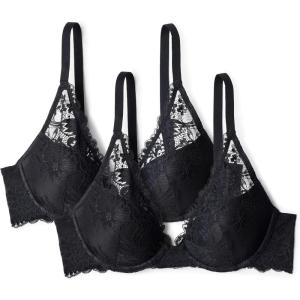 imageAmazon Essentials Womens Stretch Galloon Lace Lined Wired Deep Plunge BraBlack