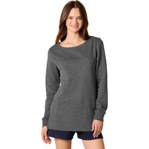 imageAmazon Essentials womens OpenNeck LooseFit Fleece Tunic SweatshirtCharcoal Heather