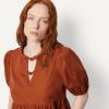 imageAmazon Essentials Womens Cotton Sateen RelaxedFit Peplum BlouseBrick Red