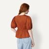 imageAmazon Essentials Womens Cotton Sateen RelaxedFit Peplum BlouseBrick Red