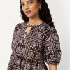 imageAmazon Essentials Womens Cotton Sateen RelaxedFit Peplum BlouseDark Maroon Bandana Pattern