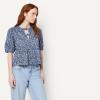 imageAmazon Essentials Womens Cotton Sateen RelaxedFit Peplum BlouseNavy Powder Blue Leafy Ditsy