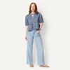 imageAmazon Essentials Womens Cotton Sateen RelaxedFit Peplum BlouseNavy Powder Blue Leafy Ditsy