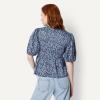 imageAmazon Essentials Womens Cotton Sateen RelaxedFit Peplum BlouseNavy Powder Blue Leafy Ditsy