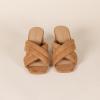 imageAmazon Essentials Womens Crossover Block Heeled Mules Sandal with Padded Straps and Memory Foam InsoleTan Faux Microsuede
