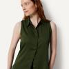 imageAmazon Essentials Womens RegularFit Sleeveless ButtonDown BlouseDark Green