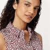 imageAmazon Essentials Womens RegularFit Sleeveless ButtonDown BlouseIvory Burgundy Abstract Animal