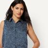 imageAmazon Essentials Womens RegularFit Sleeveless ButtonDown BlouseNavy Simple Ditsy