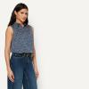 imageAmazon Essentials Womens RegularFit Sleeveless ButtonDown BlouseNavy Simple Ditsy