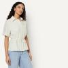 imageAmazon Essentials Womens RelaxedFit Linen Blend Wide Sleeve Shirt with Adjustable Waist BlackLight Beige