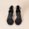 imageAmazon Essentials Womens Two Strap Ankle Strap Block Heel SandalBlack Faux Leather