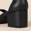 imageAmazon Essentials Womens Two Strap Ankle Strap Block Heel SandalBlack Faux Leather