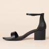 imageAmazon Essentials Womens Two Strap Ankle Strap Block Heel SandalBlack Faux Leather