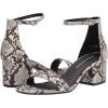 imageAmazon Essentials Womens Two Strap Ankle Strap Block Heel SandalBlack White Faux Snake Skin