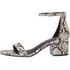 imageAmazon Essentials Womens Two Strap Ankle Strap Block Heel SandalBlack White Faux Snake Skin