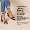 imageAmazon Essentials Womens Two Strap Ankle Strap Block Heel SandalIvory