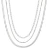 imageAmazon Essentials 14K Paperclip Station and Herringbone Chain 3 Row Layered Necklace 16 18 20Silver