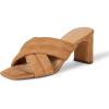 imageAmazon Essentials Womens Crossover Block Heeled Mules Sandal with Padded Straps and Memory Foam InsoleTan Faux Microsuede