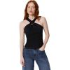 imageAmazon Essentials Womens SlimFit Ribbed Halter Top with Resin DetailBlack