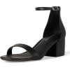 imageAmazon Essentials Womens Two Strap Ankle Strap Block Heel SandalBlack Faux Leather