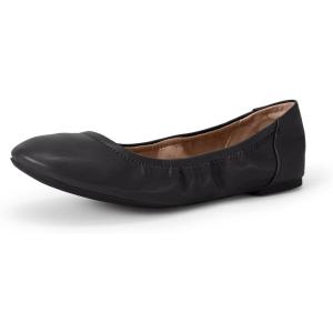 imageAmazon Essentials Womens Belice Comfortable SlipOn Ballet Flats ShoesBlack Faux Leather