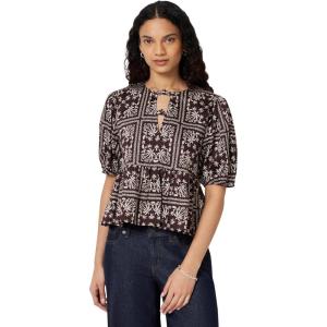 imageAmazon Essentials Womens Cotton Sateen RelaxedFit Peplum BlouseDark Maroon Bandana Pattern