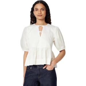 imageAmazon Essentials Womens Cotton Sateen RelaxedFit Peplum BlouseWhite