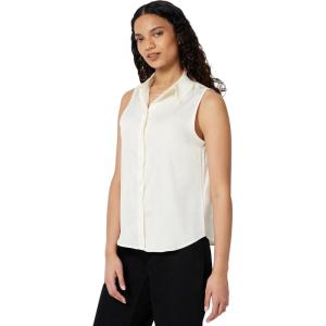 imageAmazon Essentials Womens RegularFit Sleeveless ButtonDown BlouseEggshell White