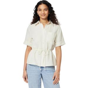imageAmazon Essentials Womens RelaxedFit Linen Blend Wide Sleeve Shirt with Adjustable Waist BlackLight Beige