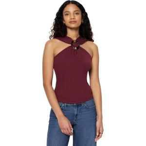 imageAmazon Essentials Womens SlimFit Ribbed Halter Top with Resin DetailDark Burgundy