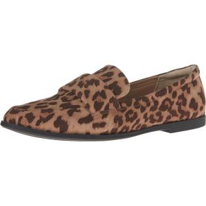 imageAmazon Essentials Womens Soft Almond Toe LoaferLeopard Faux Microsuede