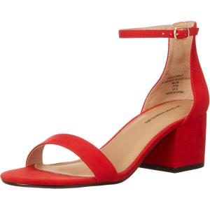imageAmazon Essentials Womens Two Strap Ankle Strap Block Heel SandalBright Poppy Red