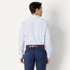 imageAmazon Essentials Mens Slim Fit Long Sleeve Wrinkle Resistant Stretch Dress ShirtWhite Pinstripe