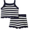 imageAmazon Essentials x Sofia Grainge Mommy amp Me Cotton Crochet Sweaters amp Tank SetsIvory Navy Polo Stripe