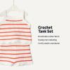 imageAmazon Essentials x Sofia Grainge Mommy amp Me Cotton Crochet Sweaters amp Tank SetsIvory Red Uneven Stripe