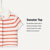 imageAmazon Essentials x Sofia Grainge Toddlers and Baby Girls Cotton Short Sleeve Button Front Sweater with Peter Pan CollarIvory Red Uneven Stripe