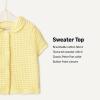 imageAmazon Essentials x Sofia Grainge Toddlers and Baby Girls Cotton Short Sleeve Button Front Sweater with Peter Pan CollarLight Yellow