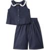 imageAmazon Essentials x Sofia Grainge Toddlers and Baby Girls Cotton Sateen Sleeveless Top and Pants Play SetNavy