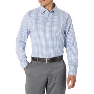imageAmazon Essentials Mens Slim Fit Long Sleeve Wrinkle Resistant Stretch Dress ShirtWhite Grid Check