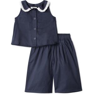 imageAmazon Essentials x Sofia Grainge Toddlers and Baby Girls Cotton Sateen Sleeveless Top and Pants Play SetNavy