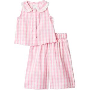 imageAmazon Essentials x Sofia Grainge Toddlers and Baby Girls Cotton Sateen Sleeveless Top and Pants Play SetPink Big Gingham