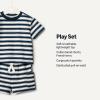 imageAmazon Essentials x Sofia Grainge Babies Toddlers and Boys TShirt and Short Play Set MultipacksIvory Navy Stripe