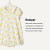 imageAmazon Essentials x Sofia Grainge Baby Girls Cotton Short Sleeve Romper with Peter Pan CollarLemonUneven Stripe