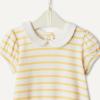 imageAmazon Essentials x Sofia Grainge Baby Girls Cotton Short Sleeve Romper with Peter Pan CollarLemonUneven Stripe