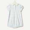 imageAmazon Essentials x Sofia Grainge Baby Girls Cotton Short Sleeve Romper with Peter Pan CollarLight BlueStripe