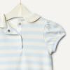 imageAmazon Essentials x Sofia Grainge Baby Girls Cotton Short Sleeve Romper with Peter Pan CollarLight BlueStripe