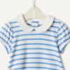 imageAmazon Essentials x Sofia Grainge Baby Girls Cotton Short Sleeve Romper with Peter Pan CollarSailboatsUneven Stripe