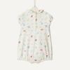 imageAmazon Essentials x Sofia Grainge Baby Girls Cotton Short Sleeve Romper with Peter Pan CollarSailboatsUneven Stripe